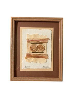 Vintage Mixed Media Textile Fiber Framed Wall Decor Titled Bonita Signed Sara